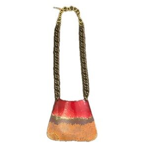 Sibilia Brass Statement Necklace Copper Red Like New